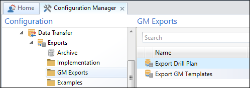 The GM Exports options of the Data Transfer component