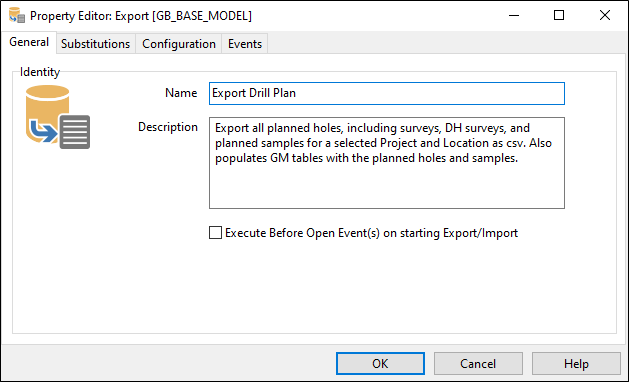 The Property Editor: Export form