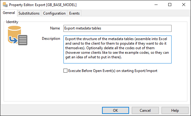 The Property Editor: Export form