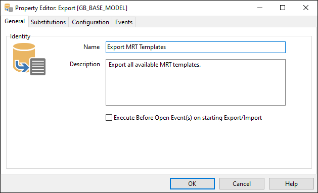 Property Editor: Export form