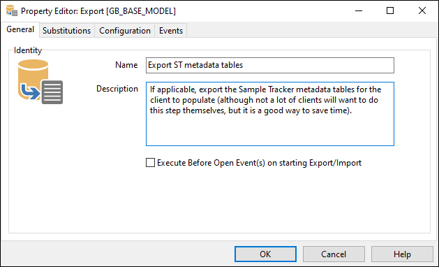 The Property Editor: Export form