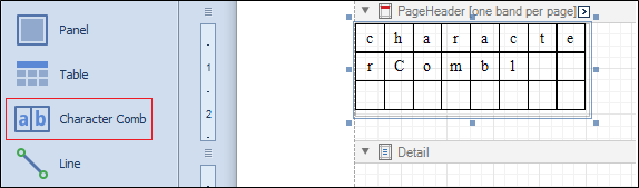 The Character Comb option with a Character Comb inserted