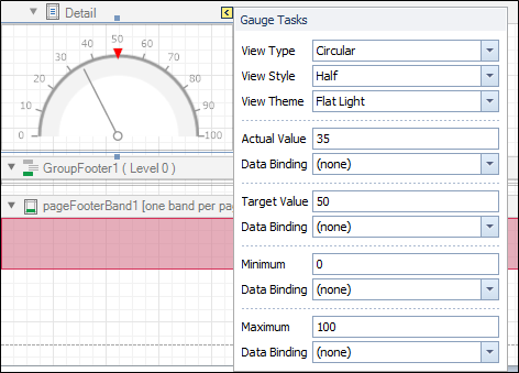 The Smart Tag menu for the Gauge control