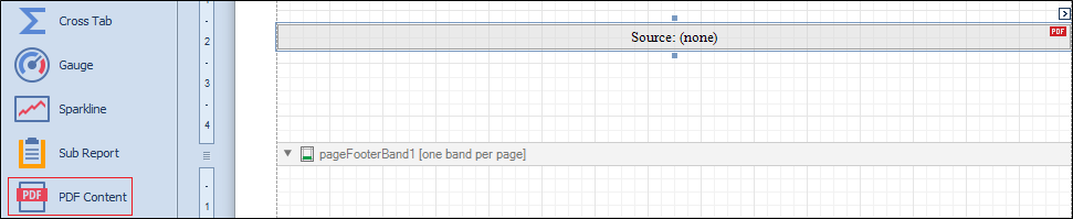 The PDF Content control button 