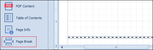 The Page Break control button with a Page Break in a report