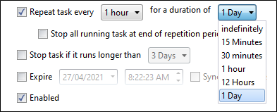 The for a duration of options