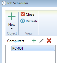 The Computers panel of the Job Scheduler form