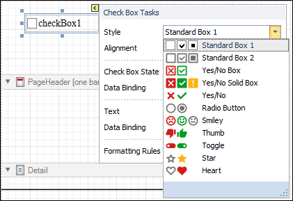 The Check Box Style options