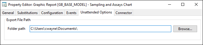 The Unattended Options tab in the Graphic Report Property Editor