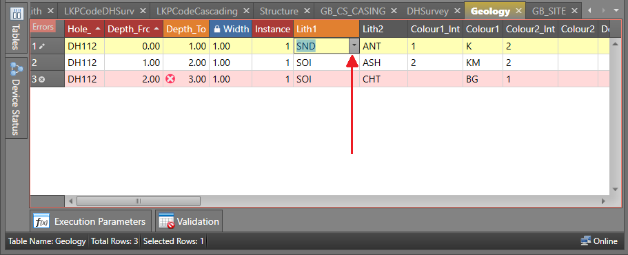 A Drop Dow List in a table