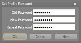 The Set Profile Password form for change of password